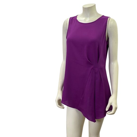 White House Black Market‎ Purple Sleeveless Asymmetrical Drape Tank Top Blouse M - Picture 2 of 6